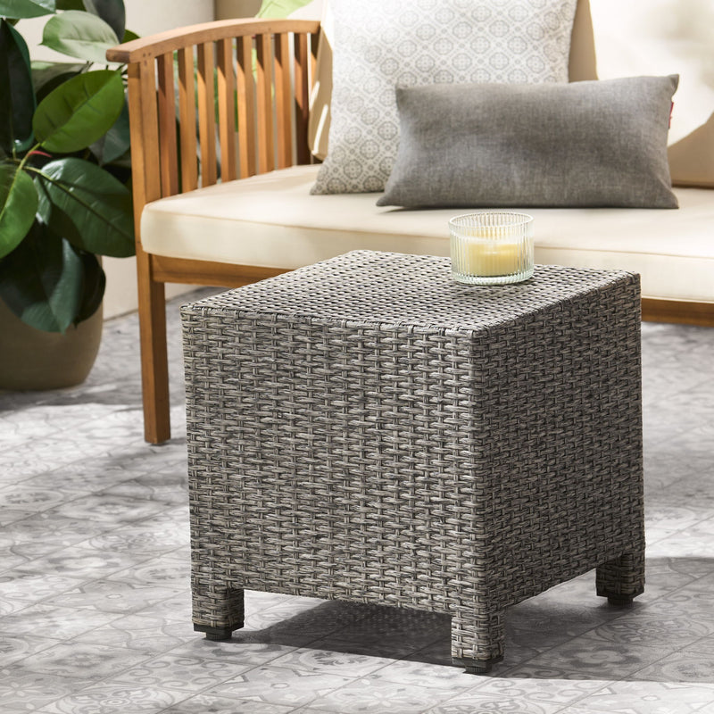 Noble House minimalist accent side table with a sleek, modern design and a smooth wooden surface.