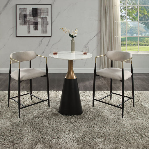 Jaramillo - Counter Height Table - Natural Marble Top & Black - R&R Furniture Gallery (Fountain Valley, CA)