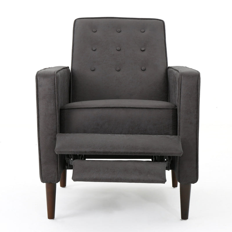 Macedonia - Mid Century Modern Button Tufted Fabric Recliner - Slate - R&R Furniture Gallery (Fountain Valley, CA)