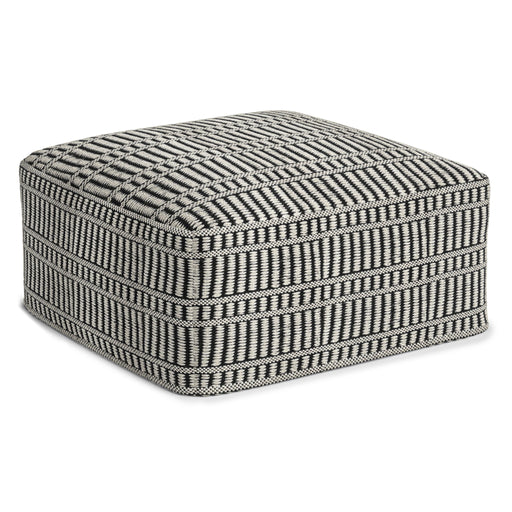 Safford - Square Woven Outdoor / Indoor Pouf - Black / White - R&R Furniture Gallery (Fountain Valley, CA)