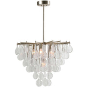 Uttermost Goccia tear drop glass pendant light hanging with a sleek, modern design and clear glass teardrop shape.
