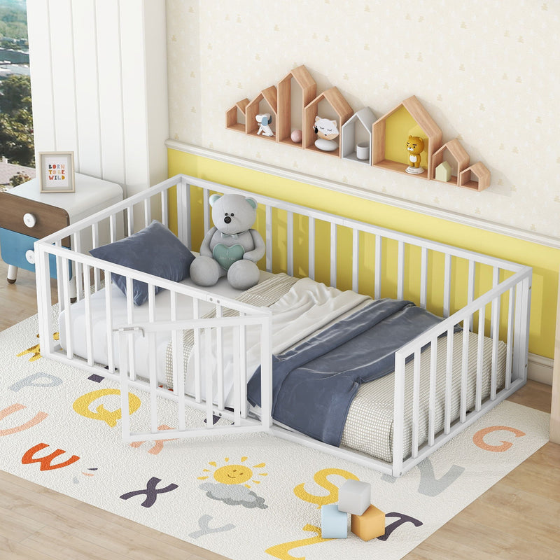 Metal Floor Bed Frame With Fence And Door - R&R Furniture Gallery (Fountain Valley, CA)