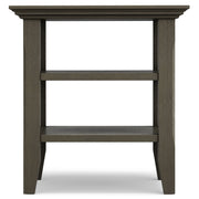 Handcrafted Acadian end table by Simpli-Home featuring a wooden surface and sturdy legs, ideal for living room or bedroom decor.