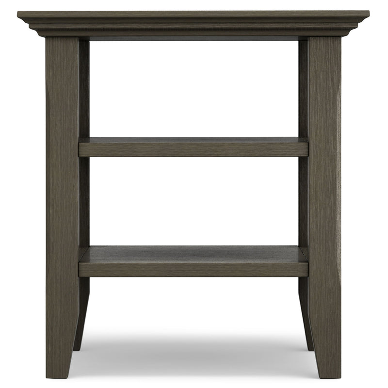 Handcrafted Acadian end table by Simpli-Home featuring a wooden surface and sturdy legs, ideal for living room or bedroom decor.
