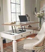 Realyn - Home Office Lift Top Desk - White / Brown - R&R Furniture Gallery (Fountain Valley, CA)