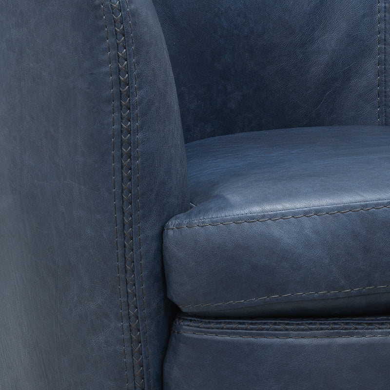 Barolo - 100% Italian Leather Swivel Club Chair (Set of 2)