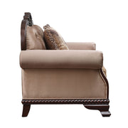 Chateau De Ville - Loveseat With 3 Pillows (Same Lv01589) - Fabric & Espresso - R&R Furniture Gallery (Fountain Valley, CA)