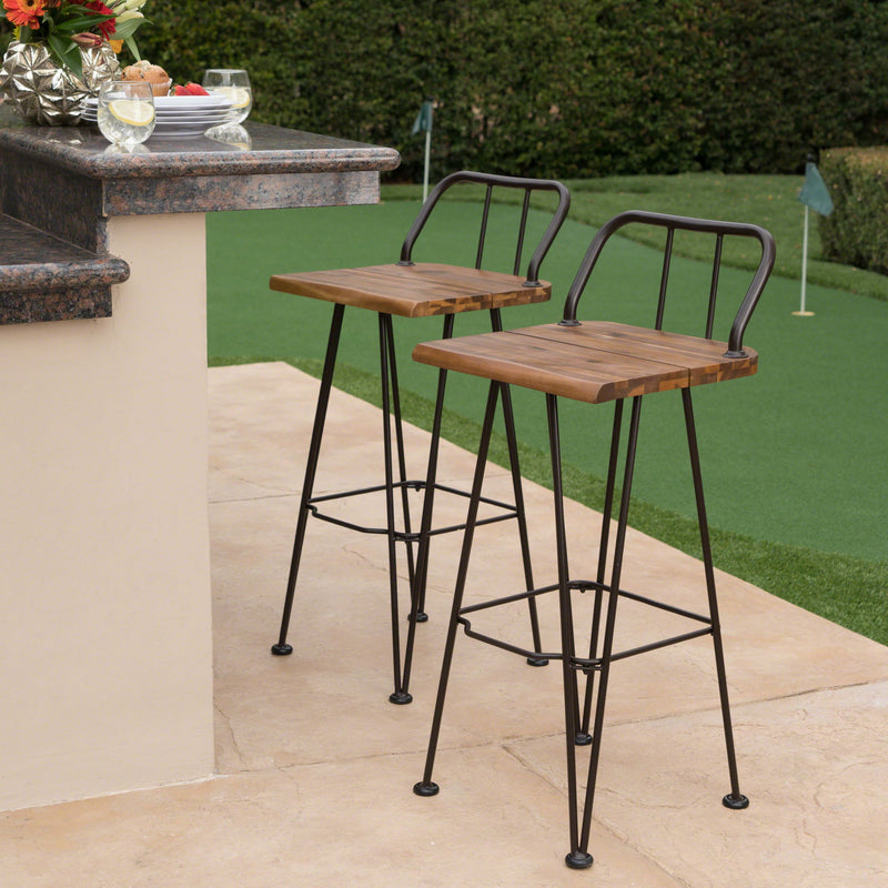Outdoor Barstool With Angled Metal Legs - Brown - R&R Furniture Gallery (Fountain Valley, CA)