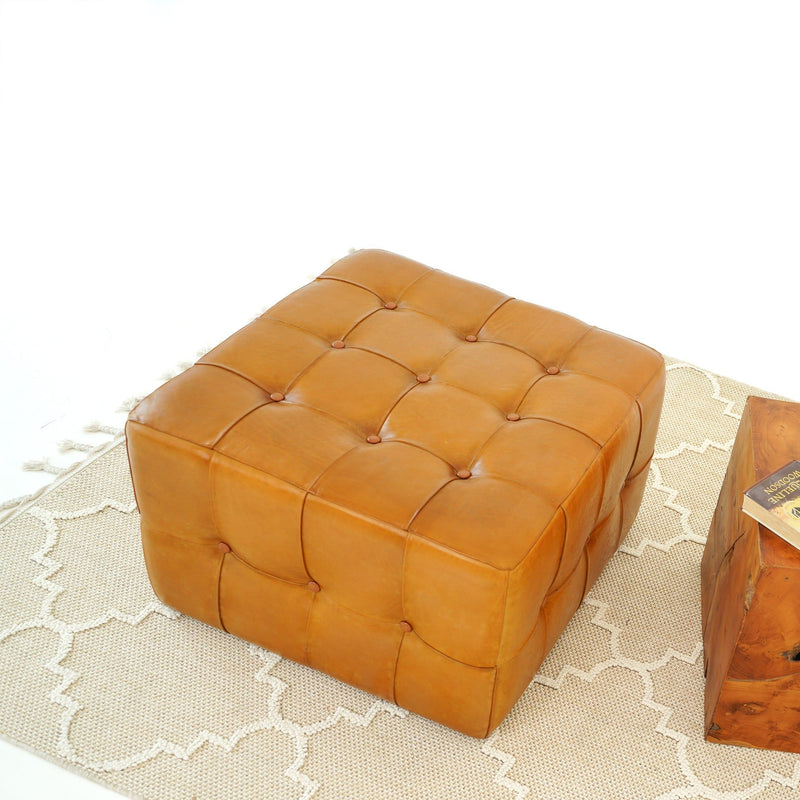 Benjiro - Square Ottoman - Tan - R&R Furniture Gallery (Fountain Valley, CA)