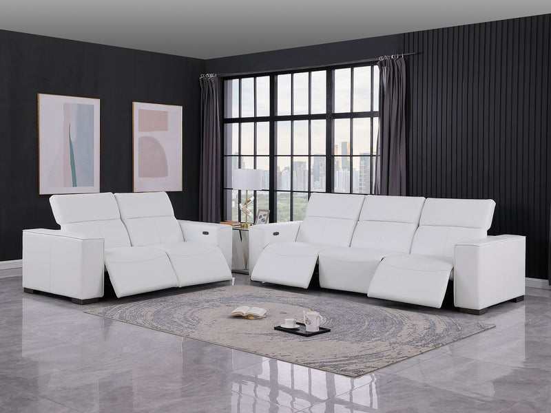 1208 - Leather Reclining Set (Sofa & Loveseat With 4 Power Recliner)
