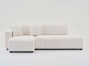 Urban Retreats Jessica lamb wool sectional sofa with chaise, showcasing a plush, versatile stationary sectional in a modern living room.
