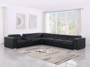 1208 - 7 Piece L-Shaped Leather Reclining Sectional With 3 Power Recliners - R&R Furniture Gallery (Fountain Valley, CA)