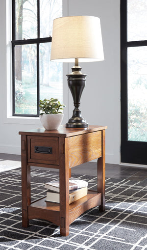 Breegin - Chair Side End Table - 1 Drawer - Brown - R&R Furniture Gallery (Fountain Valley, CA)