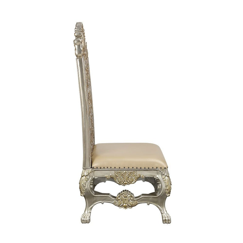 Danae - Side Chair (Set of 2) - Synthetic Leather , Champagne & Gold - R&R Furniture Gallery (Fountain Valley, CA)