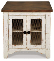 Wystfield - Rectangular End Table - 2 Doors - White / Brown - R&R Furniture Gallery (Fountain Valley, CA)