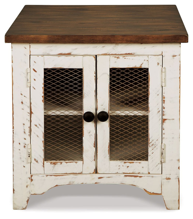 Wystfield - Rectangular End Table - 2 Doors - White / Brown - R&R Furniture Gallery (Fountain Valley, CA)