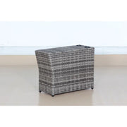 Gray LSI Patio Furniture Shick outdoor side table with a modern design and sturdy metal frame for outdoor use.
