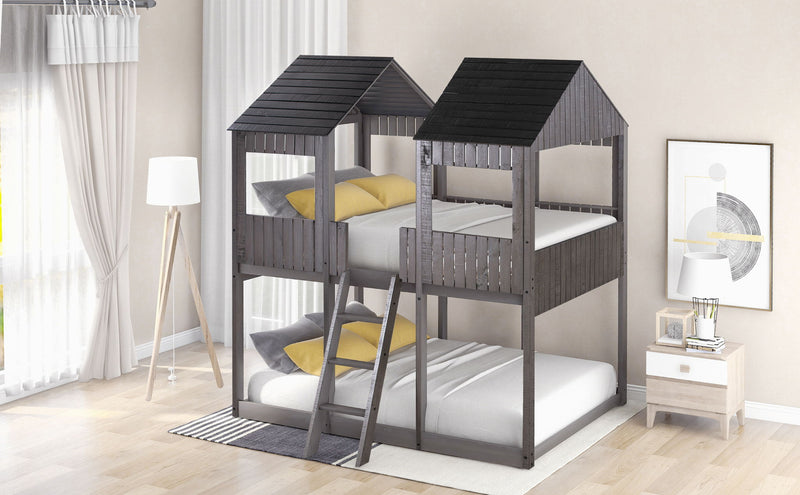 Bunk Bed With Roof, Window, Guardrail, Ladder - R&R Furniture Gallery (Fountain Valley, CA)