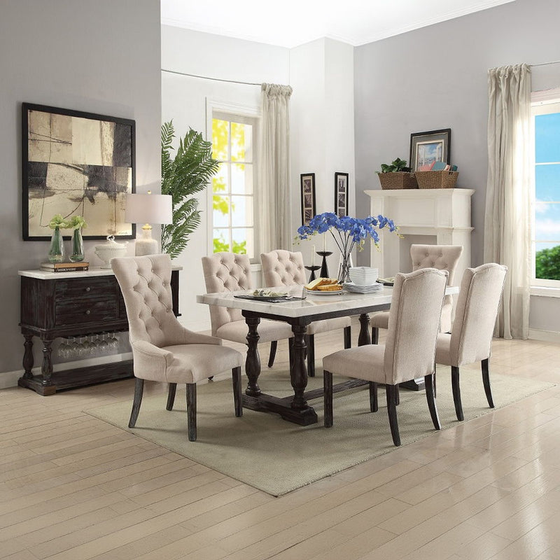 Gerardo - Side Chair (Set of 2) - Beige Linen & Weathered Espresso - R&R Furniture Gallery (Fountain Valley, CA)