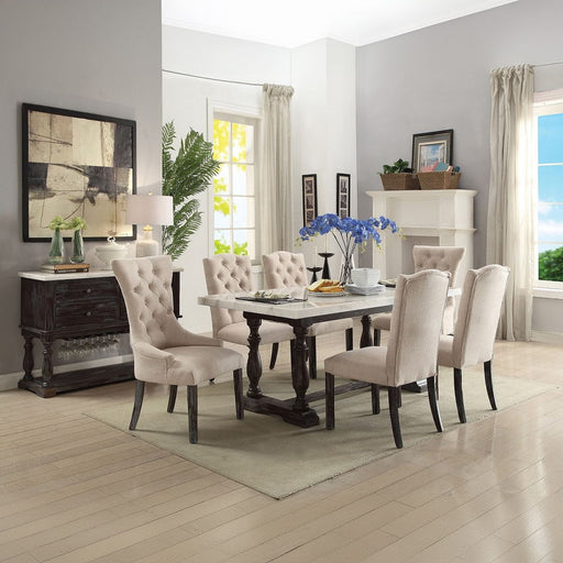 Gerardo - Side Chair (Set of 2) - Beige Linen & Weathered Espresso - R&R Furniture Gallery (Fountain Valley, CA)