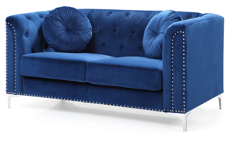 Glory Furniture stylish sloped arm loveseat with plush cushions and sleek design, perfect for modern living room decor.
