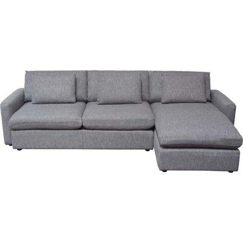 Arcadia 2PC Reversible Chaise Sectional w/ Feather Down Seating in Grey Fabric