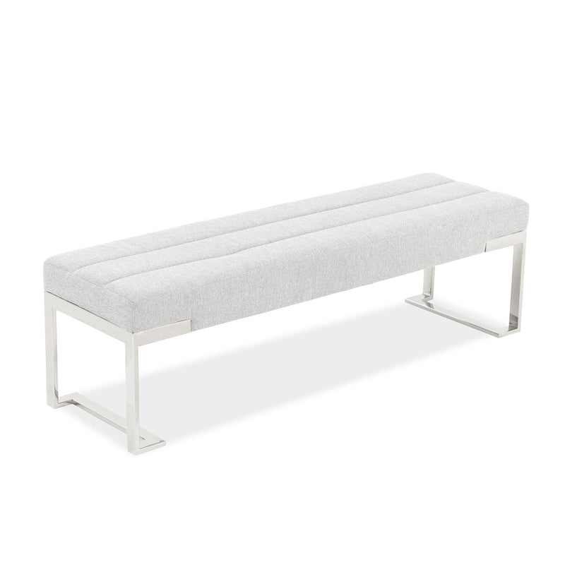 Signature Beds & Benches - Tulip Accent Bench - Gray / Chrome - R&R Furniture Gallery (Fountain Valley, CA)