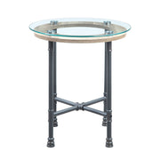 Brantley - End Table - Clear Glass & Sandy Gray - R&R Furniture Gallery (Fountain Valley, CA)