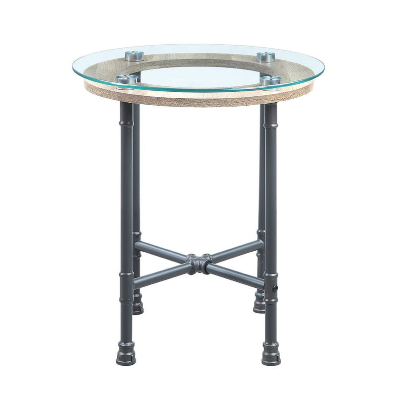 Brantley - End Table - Clear Glass & Sandy Gray - R&R Furniture Gallery (Fountain Valley, CA)