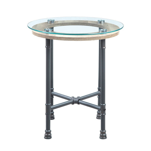 Brantley - End Table - Clear Glass & Sandy Gray - R&R Furniture Gallery (Fountain Valley, CA)