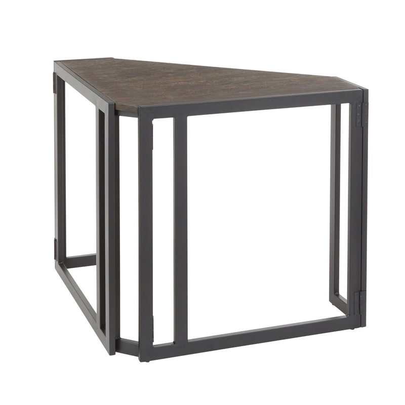 Lumi Source Roman industrial corner desk in black and espresso with a sleek, modern design for home or office workspace.