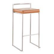Lumi Source Fuji contemporary stackable barstool set with sleek design and wooden legs, ideal for modern kitchen or bar areas.