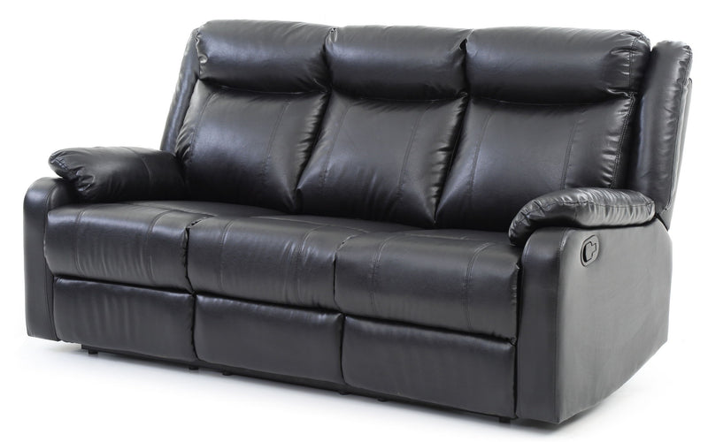 Contemporary three-seater reclining sofa by Glory Furniture with plush fabric and modern design, perfect for living room comfort.