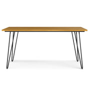 Simpli-Home Hunter square dining table with wooden tabletop and sturdy legs, ideal for modern kitchen or dining room spaces.