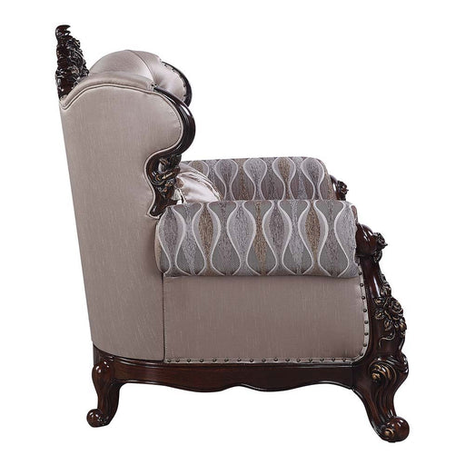 Benbek - Loveseat With 3 Pillows - Fabric & Antique Oak - R&R Furniture Gallery (Fountain Valley, CA)
