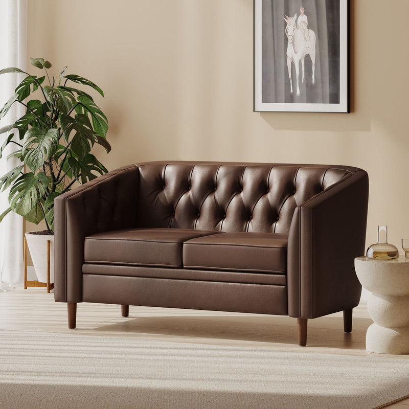 Sophisticated Loveseat With Diamond Stitched Detailing - R&R Furniture Gallery (Fountain Valley, CA)