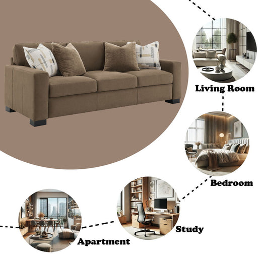 Darya - Sofa With 4 Pillows - Brown Suede Fabric - R&R Furniture Gallery (Fountain Valley, CA)