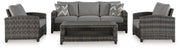 Oasis Court - Sofa, Chairs, Table Set (Set of 4) - Gray - R&R Furniture Gallery (Fountain Valley, CA)