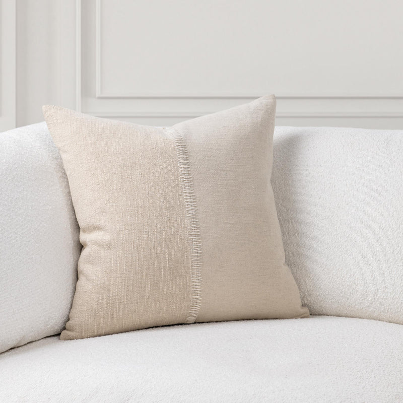 Nisha 22x22 inch natural ivory accent pillow by Classic Home with textured fabric and subtle decorative details.