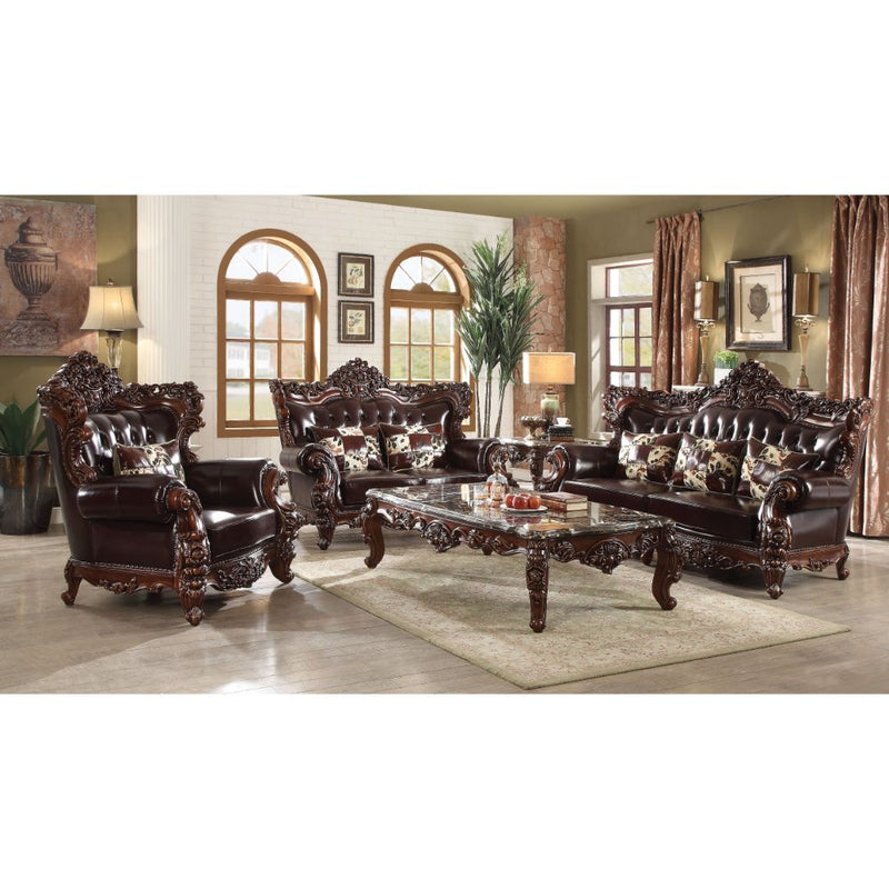 Forsythia - Sofa - Espresso Top Grain Leather Match & Walnut - R&R Furniture Gallery (Fountain Valley, CA)