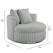 Mindy - Oversized Swivel Barrel Chair - Gray - R&R Furniture Gallery (Fountain Valley, CA)