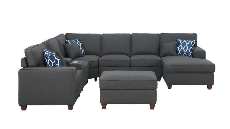 Tina - 8 Piece Upholstered Sectional With Ottoman - R&R Furniture Gallery (Fountain Valley, CA)