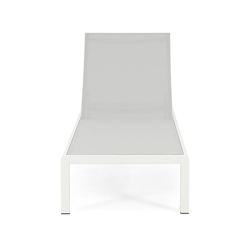 Noble House outdoor patio chaise lounge with five reclining positions, featuring padded cushions and durable frame for relaxing outdoors.