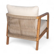Outdoor Lounge Chair With Woven Backrest, Solid Wood Frame, Comfortable Cushions - R&R Furniture Gallery (Fountain Valley, CA)