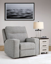 Biscoe - Power Recliner /Adj Headrest - Pewter - R&R Furniture Gallery (Fountain Valley, CA)