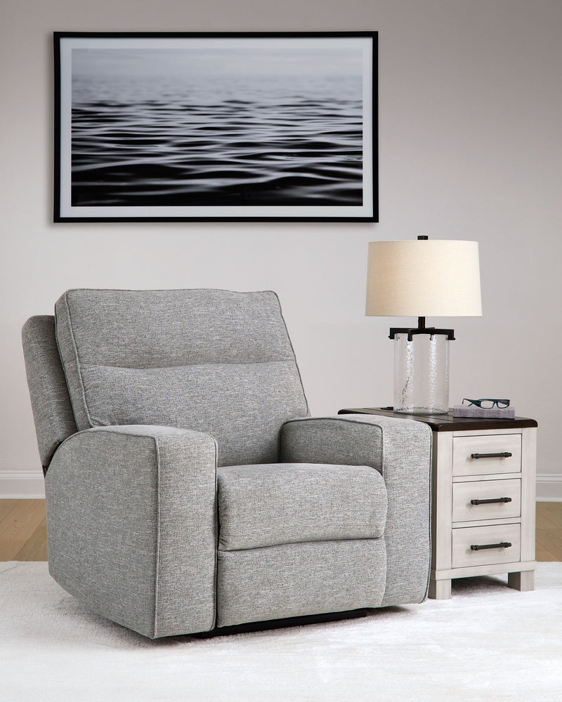 Biscoe - Power Recliner /Adj Headrest - Pewter - R&R Furniture Gallery (Fountain Valley, CA)