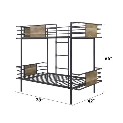 Deliz - Twin Over Twin Bunk Bed - Gunmetal - R&R Furniture Gallery (Fountain Valley, CA)