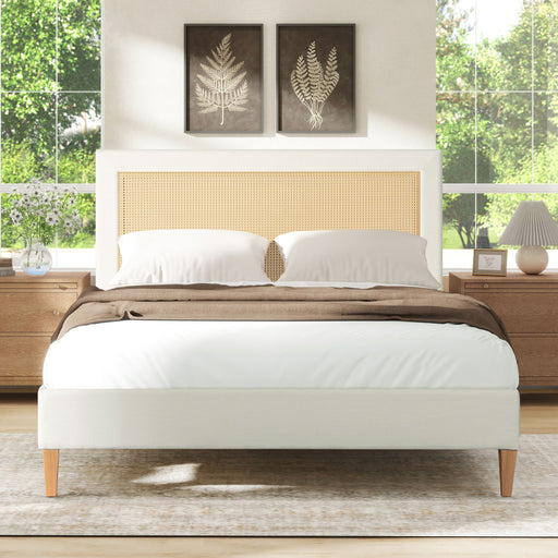 Haley - Upholstered Cane Back Platform Bed - R&R Furniture Gallery (Fountain Valley, CA)