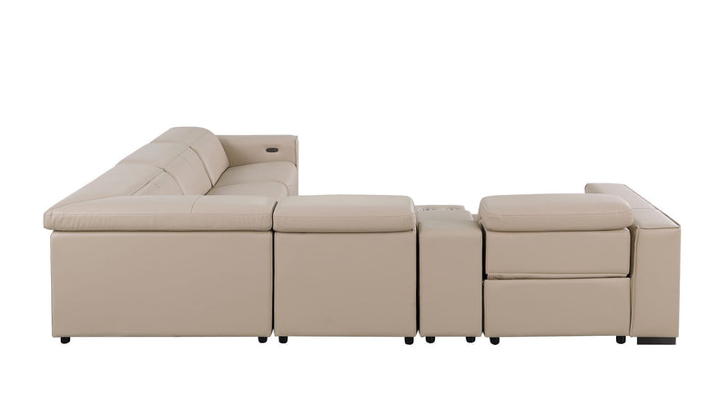 1208 - 6-Piece L-Shaped Leather Reclining Sectional With 3 Power Recliners