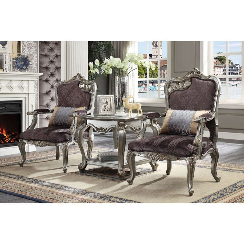 Picardy - Chair With Pillow Rf Leaf) - Velvet & Antique Platinum - R&R Furniture Gallery (Fountain Valley, CA)